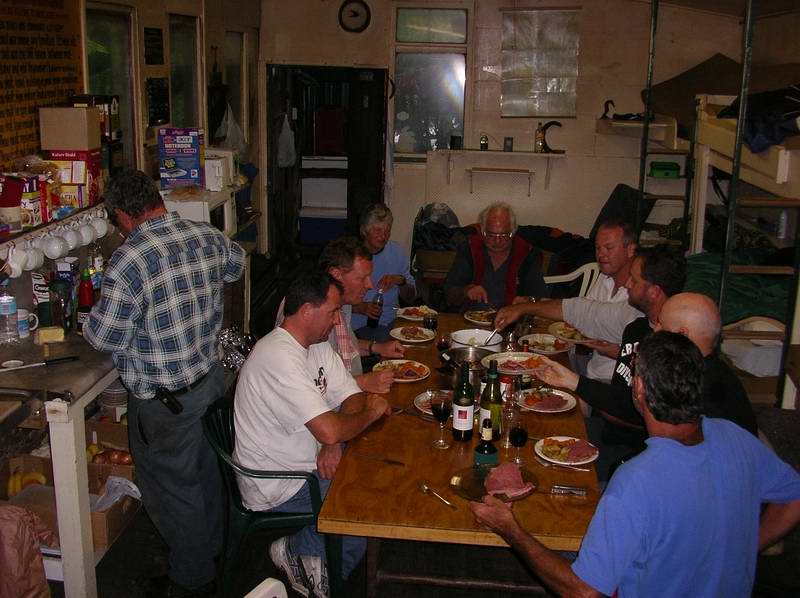 Meal in Piners hut.