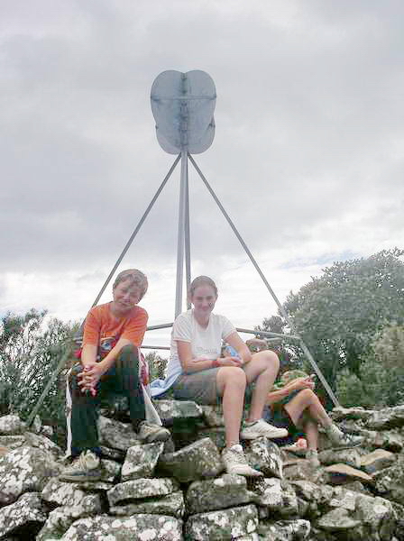 Rachel and Daniel at the trig marker - Mt Maria