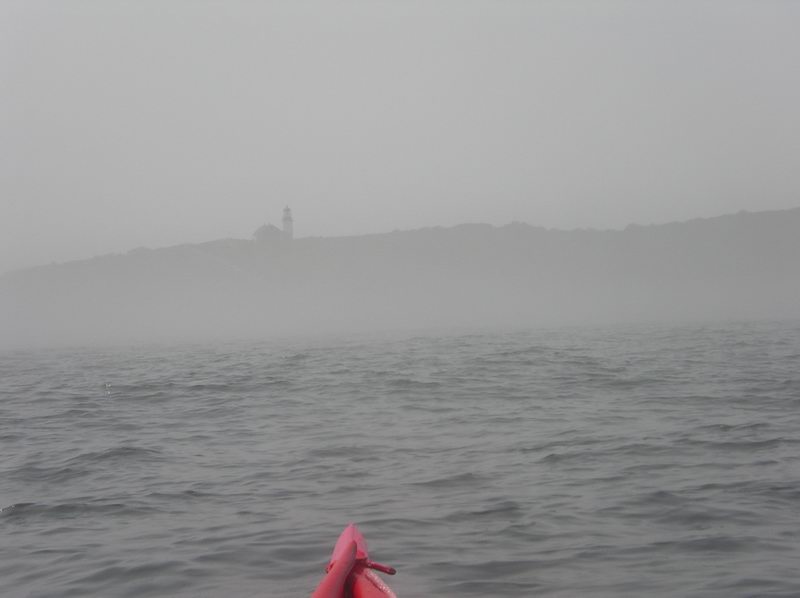Seguin Island appears out of the fog.
